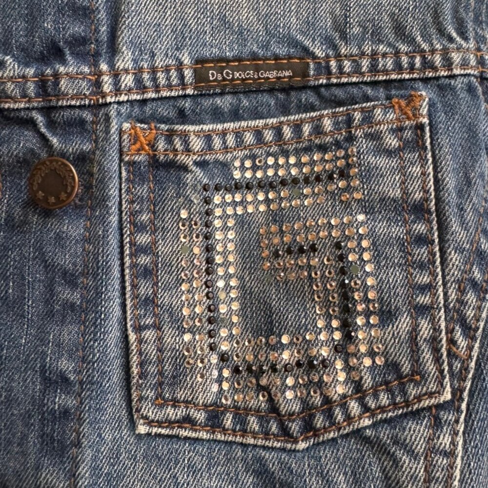 Dolce & Gabbana Denim Jean Jacket with Rhinestones - Picture 14 of 14